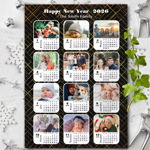 Familia de calendarios 2026 12 Foto Oro negro mode