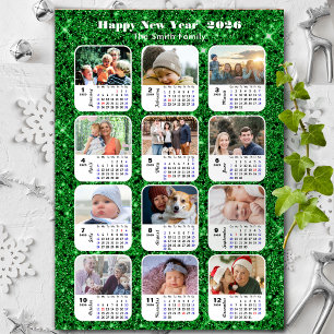 Familia de calendarios 2026 12 Foto Purpurina verd