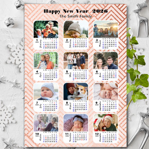 Familia de calendarios 2026 12 Purpurina rosa mode