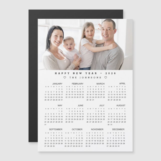 Familia de calendarios 2026 Foto magnética de la v (Anverso/Reverso)