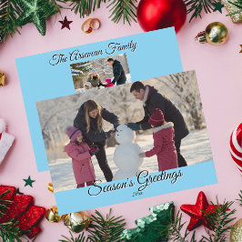 Familia de Caligrafía Navidad Foto Azul Personaliz