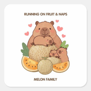 Familia de Carpincho y Melón – Calcomanía de Fruta