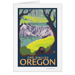 Familia de castores - Los Dalles, Oregón