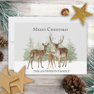 Familia de ciervos Navidad de invierno Feliz Navid