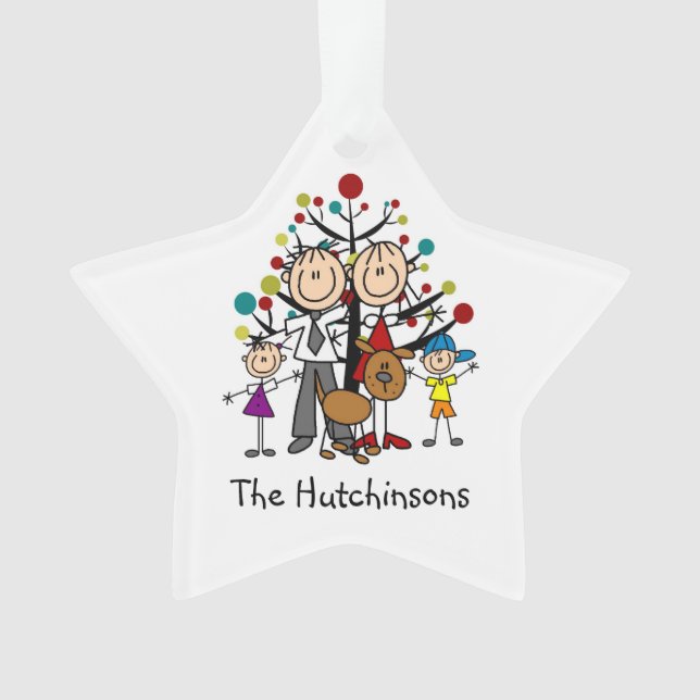 Familia de figuras de palo de 4, Ornamento acrílic (Anverso)