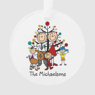 Familia de figuras de palo de 5 adornos acrílicos 