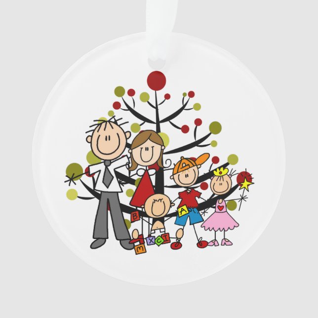 Familia de figuras de palo de 5 adornos acrílicos (Anverso)