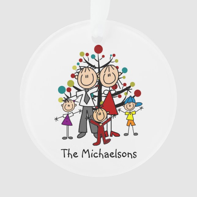 Familia de figuras de palo de 5 adornos acrílicos (Anverso)
