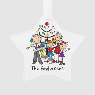 Familia de figuras de palo de cinco w de adorno ac