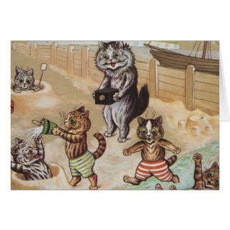 Familia de gato en la playa