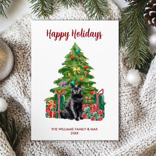 Familia de gato negro Navidad