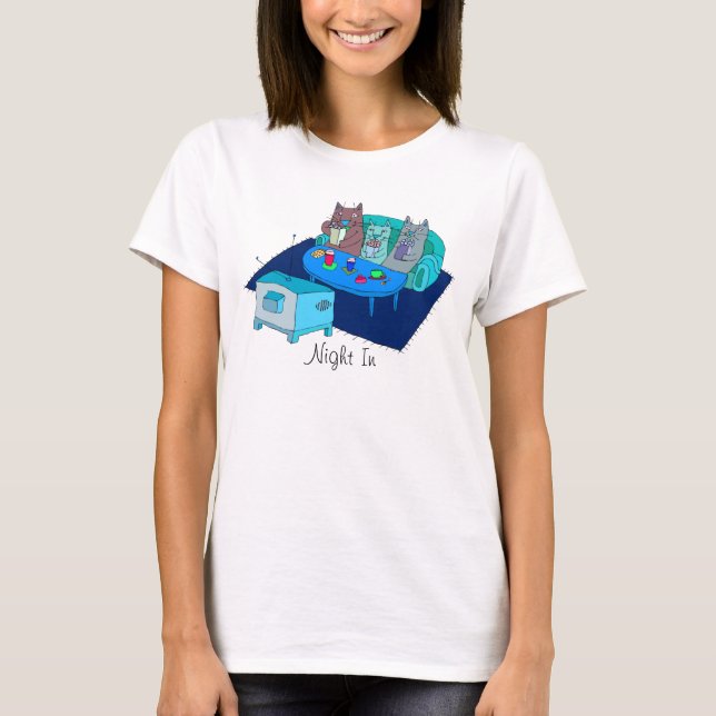 Familia de gato que mira la camiseta linda del (Anverso)