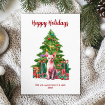 Familia de gatos Sphynx en Navidad
