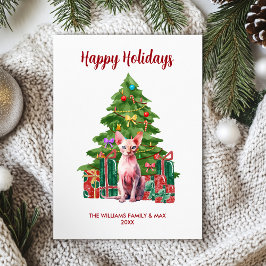 Familia de gatos Sphynx en Navidad