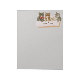 Familia de gatos vintage 11 x 8.5 Bloc de notas
