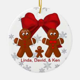 Familia de Gingerbread de Tres Ornamentos de Navid