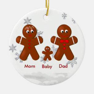 Familia de Gingerbread de Tres Ornamentos de Navid