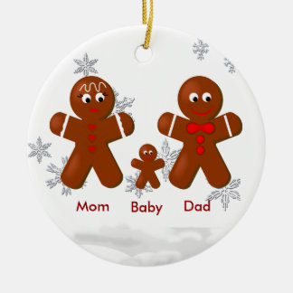 Familia de Gingerbread de Tres Ornamentos de Navid