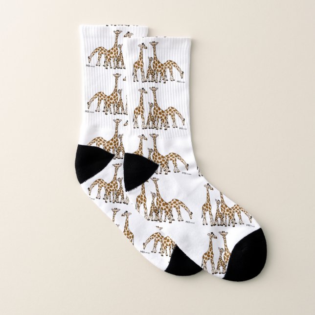 Familia de la jirafa en Brown y calcetines beige (Par)