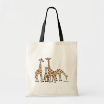 Familia de la jirafa en Brown y la bolsa de asas
