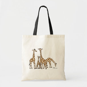 Familia de la jirafa en Brown y la bolsa de asas
