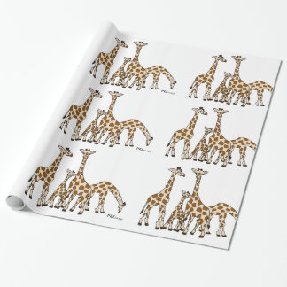 Familia de la jirafa en Brown y papel de embalaje