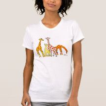 Familia de la jirafa en la camiseta de la mujer