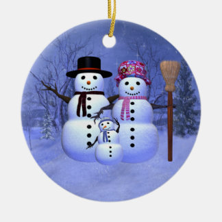 Familia de la nieve con 1 ornamento del muchacho