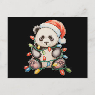Familia de luces de Navidad panda lindo sombrero d