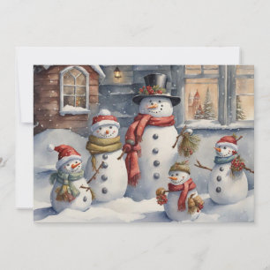 Familia de muñecos de nieve vintage Feliz Navidad