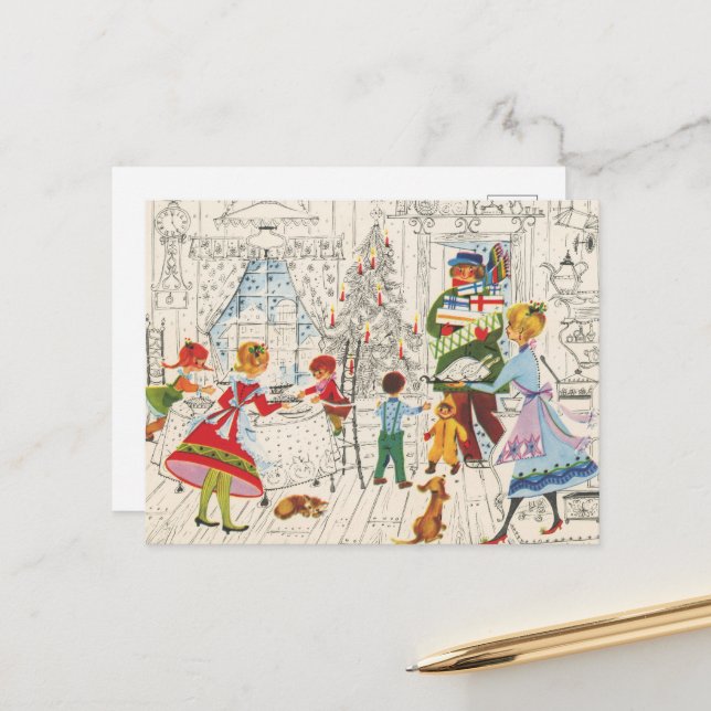 familia de Navidad retro vintage (Anverso/Reverso In Situ)