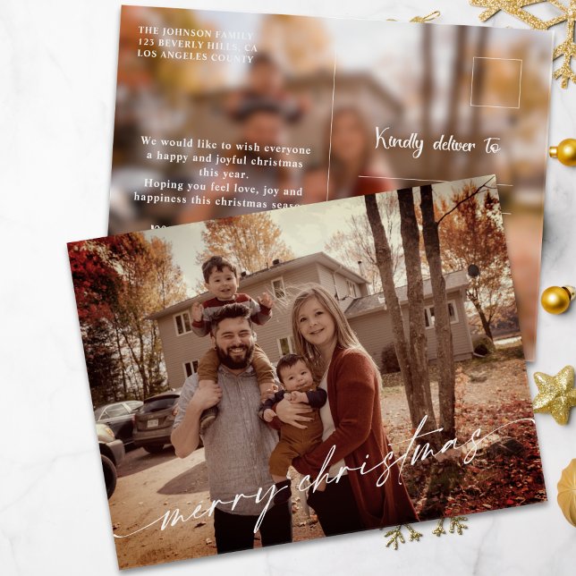 Familia de Navidades modernos 2 fotos postal de va (Subido por el creador)