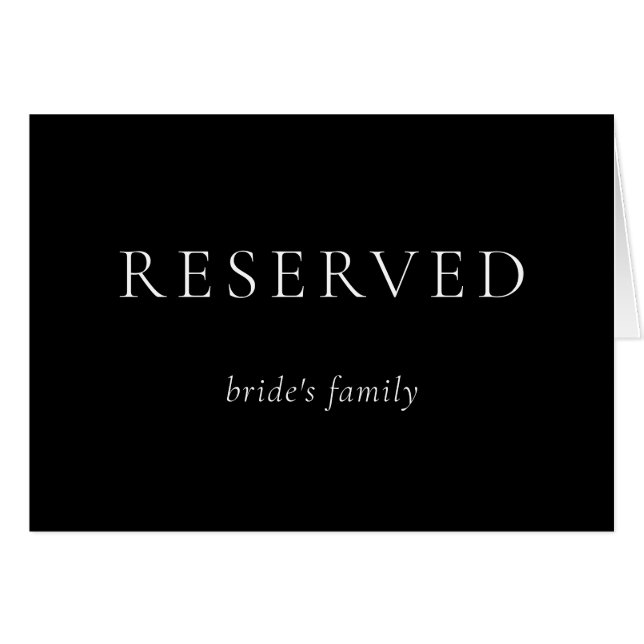 Familia de novia reservada de Boda negro Minimalis (Anverso (Horizontal))