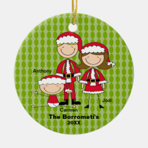 Familia de ornamento de 3 navidad
