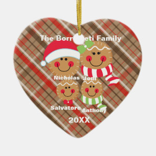 Familia de ornamento de 4 del pan de jengibre