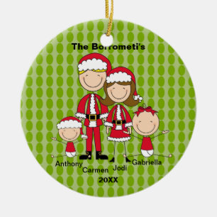 Familia de ornamento de 4 navidad