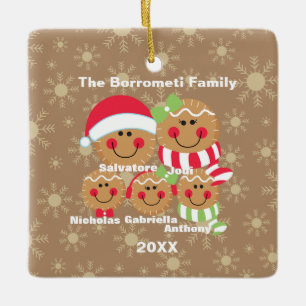 Familia de ornamento de 5 del pan de jengibre