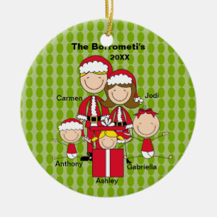 Familia de ornamento de 5 navidad
