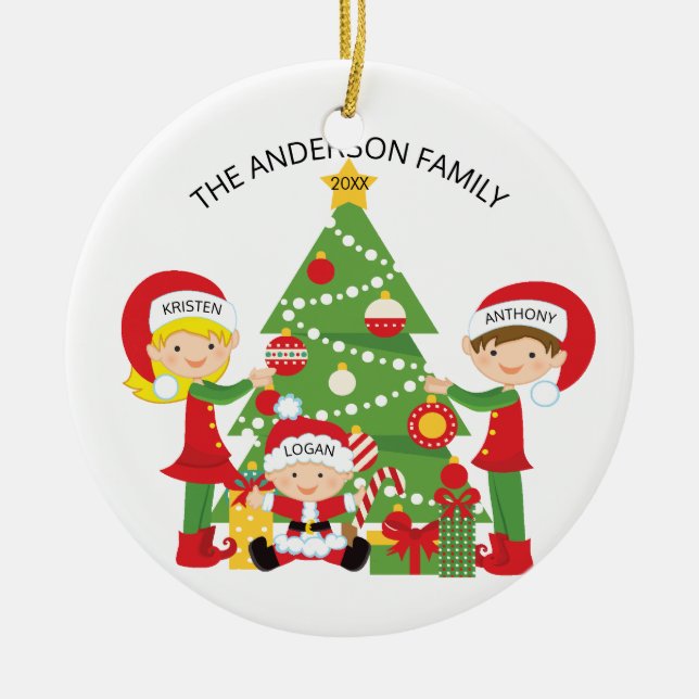 Familia de ornamento personalizado de 3 navidad (Frente)