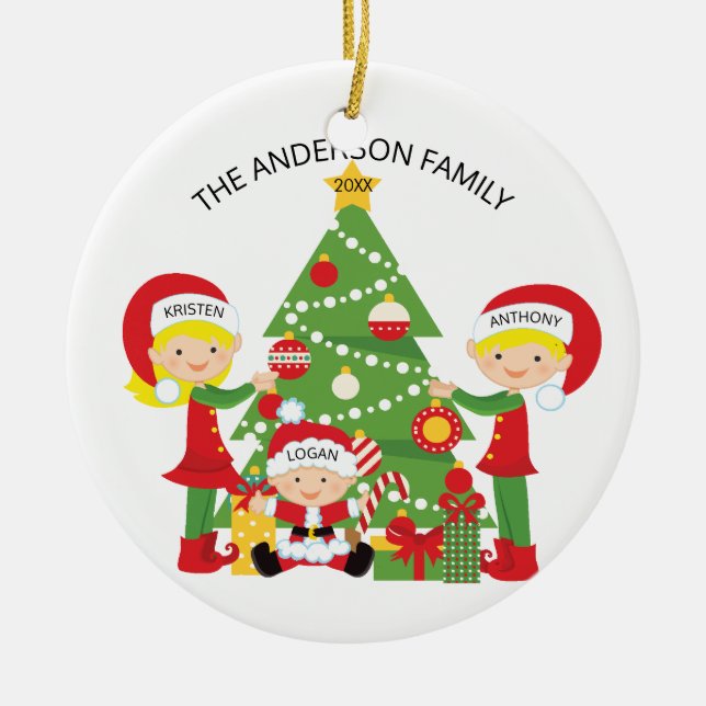 Familia de ornamento personalizado del navidad del (Frente)