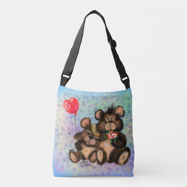 Familia de oso con Bolsa de cuerpo cruzado de glob (Anverso)