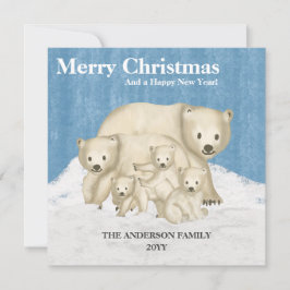 Familia de oso polar de cinco navidades felices