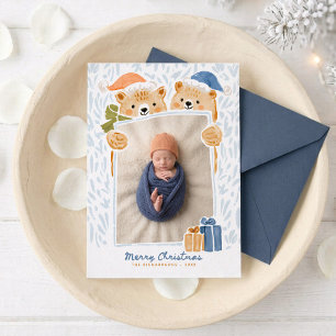 Familia de osos de acuarela Nueva bebé Navidad Fot