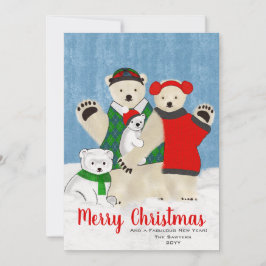 Familia de osos polares curos de cuatro navidades