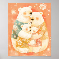 Familia de osos polares linda Póster vertical Arte