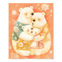 Familia de osos polares linda Póster vertical Arte