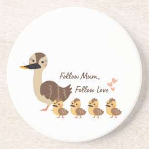 Familia de patos adorables posavasos de mármol