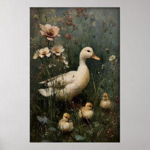 Familia de patos antiguos Arte imprimible, Pato