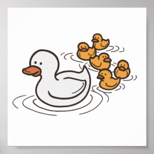 Familia de patos del bosque impresión pequeña