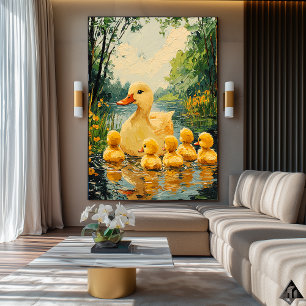 Familia de patos dorados: arte naíf y caprichoso d